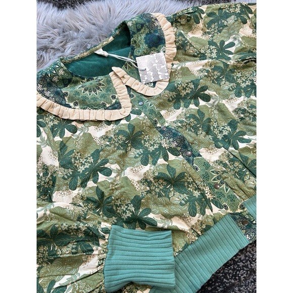 Kate Quinn‎ Women's Greenery Floral Ruffled Bomber Jacket Size Medium - Picture 2 of 3